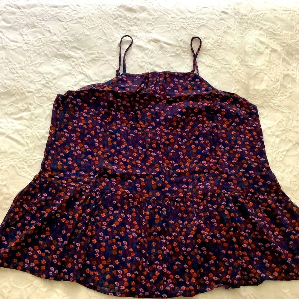 Navy Floral Camisole with Spaghetti Straps